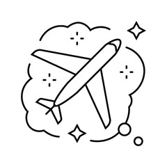 flying plane dream line icon vector illustration