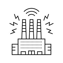 factory visible sound waves coming out of exhausts line icon vector illustration