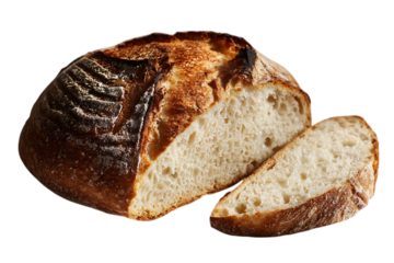 Artisan sourdough bread, sliced, rustic style