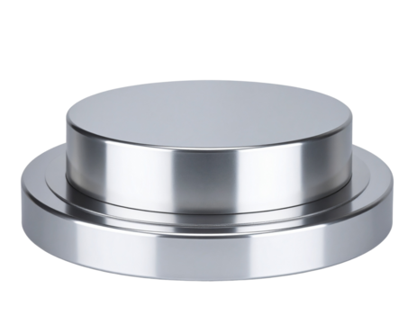 Circular Podium Display Stage with Metallic Finish, isolated on transparent background PNG