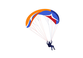 Paraglider Soaring with Colorful Canopy and Harness.