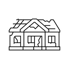 dilapidated house or shelter line icon vector illustration