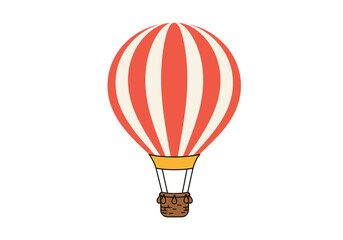 Red and White Striped Hot Air Balloon Illustration.