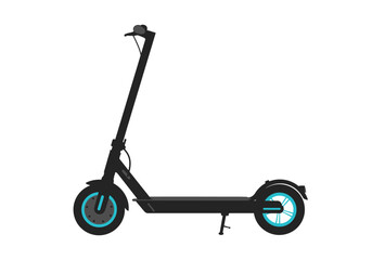 Modern Black Electric Scooter with Teal Accents.