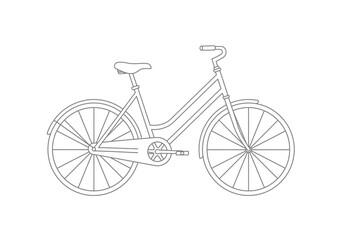 Classic Bicycle Line Drawing Simple Two-Wheeler Illustration.