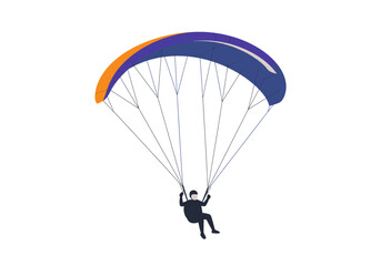 Obraz premium Paraglider Soaring with Blue and Orange Parachute.