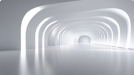 Modern Minimalist White Tunnel with Soft Lighting and Smooth Finish