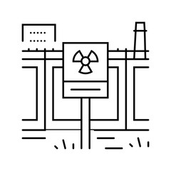 warning zone radioactive pollution line icon vector illustration