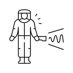 person holding geiger counter contaminated zone line icon vector illustration