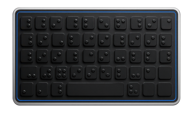 Braille keyboard overlay with embossed key markers for laptop integration