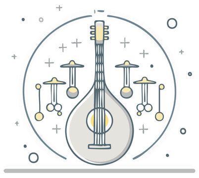 minimalist musical instruments in a circle clip art preview