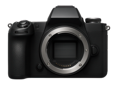 DSLR with an electronic front curtain shutter and a large, textured grip for stability