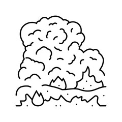 burning garbage dark smoke air pollution line icon vector illustration