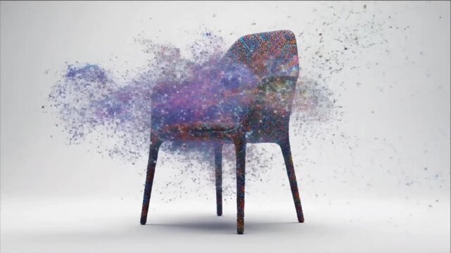 Plastic waste magically transforming into a designer chair