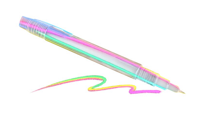 Rainbow marker pen 3d rendered, isolated on transparent background