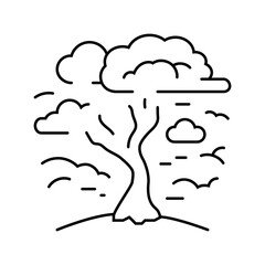 dead withered tree under polluted sky line icon vector illustration