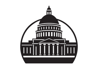 Capitol building silhouette black vector white background