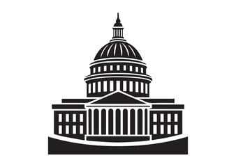 Capitol building silhouette black vector white background