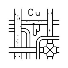 rusted copper pipes leaking heavy metals water supply line icon vector illustration