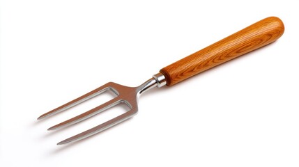 Fototapeta premium Metal Garden Fork with Wooden Handle for Soil Cultivation and Gardening Tasks