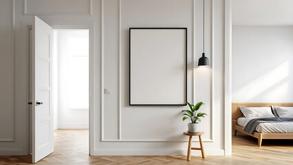 Modern Interior With Open Door And Bedroom View minimalist