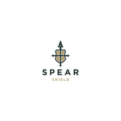 Spear shield logo design template illustration