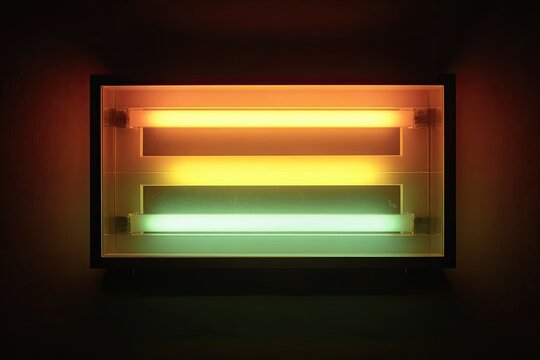 Illuminated neon box with two tubes - Powered by Adobe