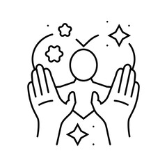 gratitude reflection inclusive fitness line icon vector illustration