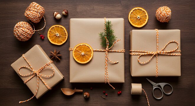 Beautifully Wrapped Christmas Gifts with Natural Decorations: Festive Craft Project for the Holidays