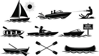 Obraz premium Enjoy water sports with boats, kayaks, canoes, and waterskiing fun