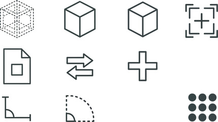 Modern geometric icons for design and tech concepts