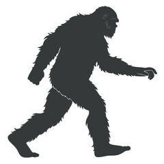 Obraz premium Bigfoot silhouette walking creature mystery cryptid sasquatch legend mythical isolated illustration