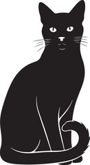 Obraz premium Minimalist Cat Silhouette Vector | Black on White Animal Design