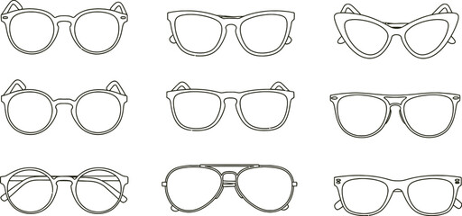Stylish eyewear collection, diverse frame designs for modern fashion