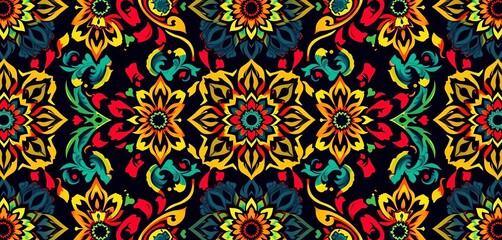 Vibrant ethnic handmade ornament seamless pattern, intricate details & rich colors,  design,  abstract