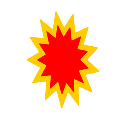 Red starburst explosion shape with yellow outline for badges, labels, and graphic overlays