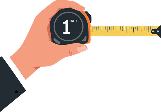 Hand Holding Measuring Tape Showing One Inch Measurement Vector Illustration 
