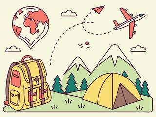 Colorful vector illustration of a summer landscape with a house, beach, and sea under a clear sky, perfect for a vacation or holiday design