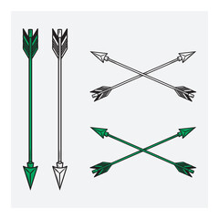 Minimalist Vector Arrows – Crossed and Straight Tribal Arrow Illustration vintage