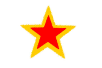 Red and yellow star symbol icon with bold outline for stickers, badges, and overlays