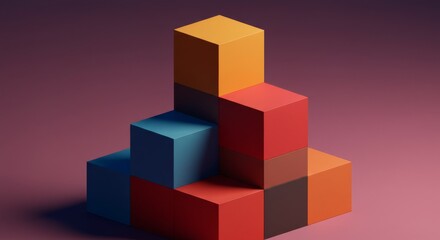 Abstract Colorful Cube Composition: Modern Geometric Design for Branding and Marketing