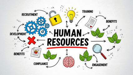 Human resources concepts and icons mind map