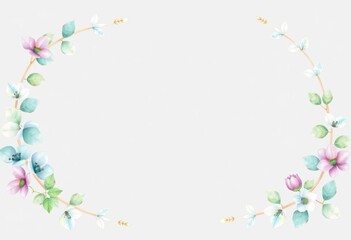 Fototapeta premium Delicate watercolor eucalyptus wreath, perfect for wedding stationery & crafting, packaging, stationery