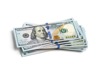 Stack of US Dollar Bills on Transparent Background