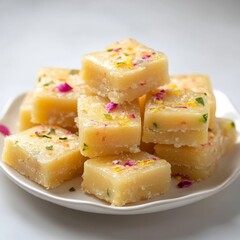 Pale Yellow Floral Fudge Stack Close-up Composition