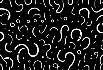 Fun black & white squiggle line doodle seamless pattern Childish scribble style abstract background for trendy design,  doodle,  art