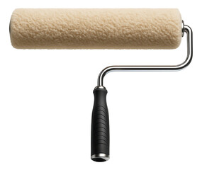 Fototapeta premium Rubberized handle paint roller with a medium nap cover for applying latex paints in residential settings.