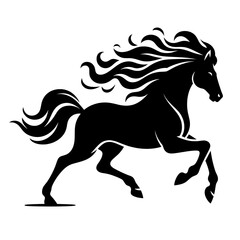 Flowing Mane Horse Silhouette Illustration &ndash; Simple Flat Vector