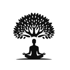 Yoga Meditation Silhouette &ndash; Minimalist Vector Illustration