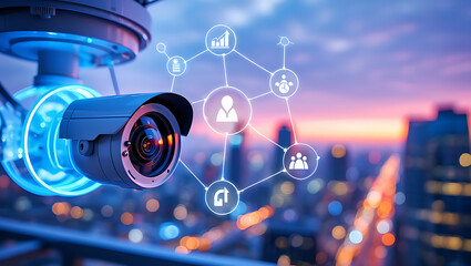 Surveillance camera network data analysis urban landscape security